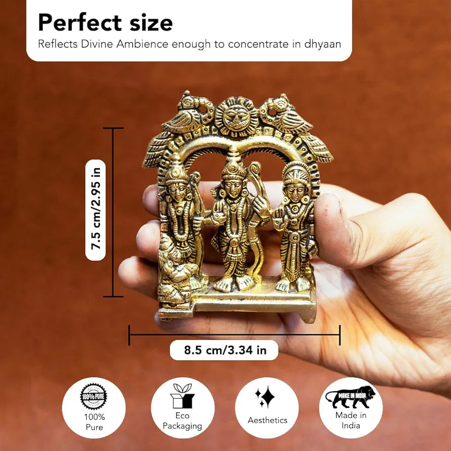 Ekhasa 100% Pure Brass Ram Darbar Murti  | Ram Darbar Statue for Home Decor and Office Desk | Ram Sita Laxman Hanuman Idol for Puja Room | Shree Ram Parivar Murti for Gift