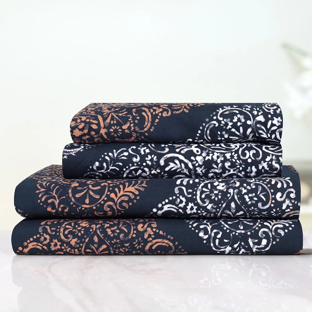 Cloth Fusion Elastic Fitted Queen Size Bed Sheet with 2 Pillow Covers, Soft Wrinkle Free Elastic Bedsheets for Queen Size Bed 