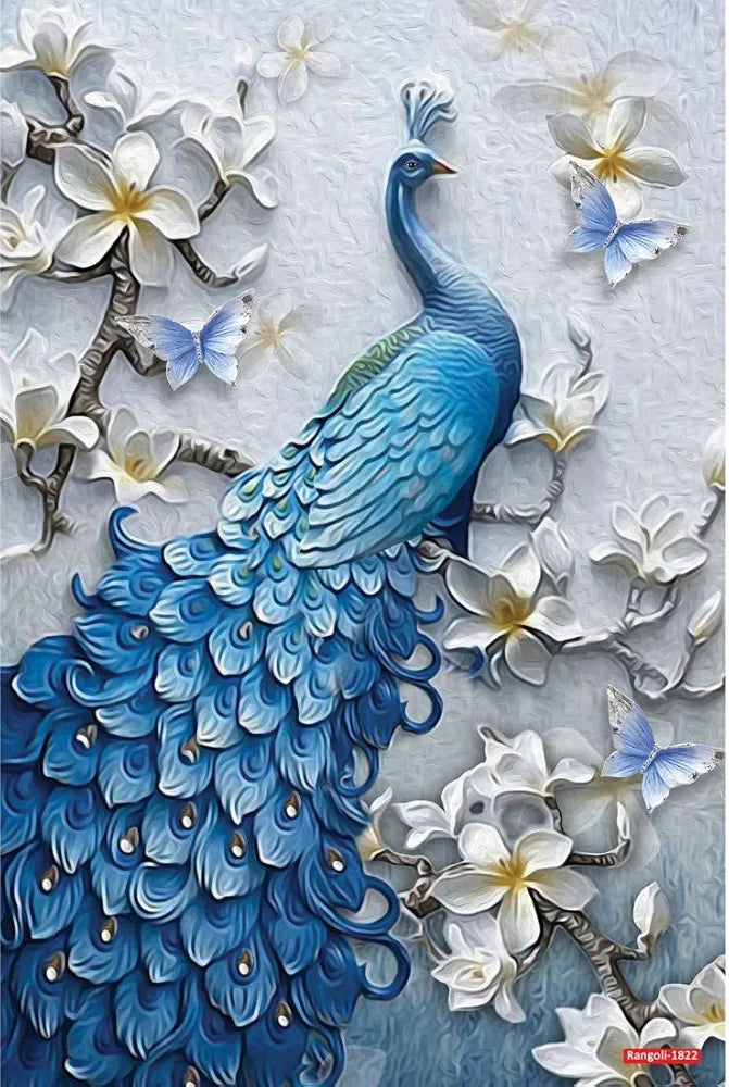 Rangoli Peacock Wall Sticker 12x18 Sheet – Elegant Self Adhesive Home Décor for Living Room, Bedroom & Walls. Design-1