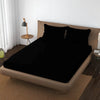 Trance Home Linen 100% Cotton 78x72 inch King Elastic Fitted Bedsheet 400TC Soft Durable Plain with 2 Pillow Covers Colour Black