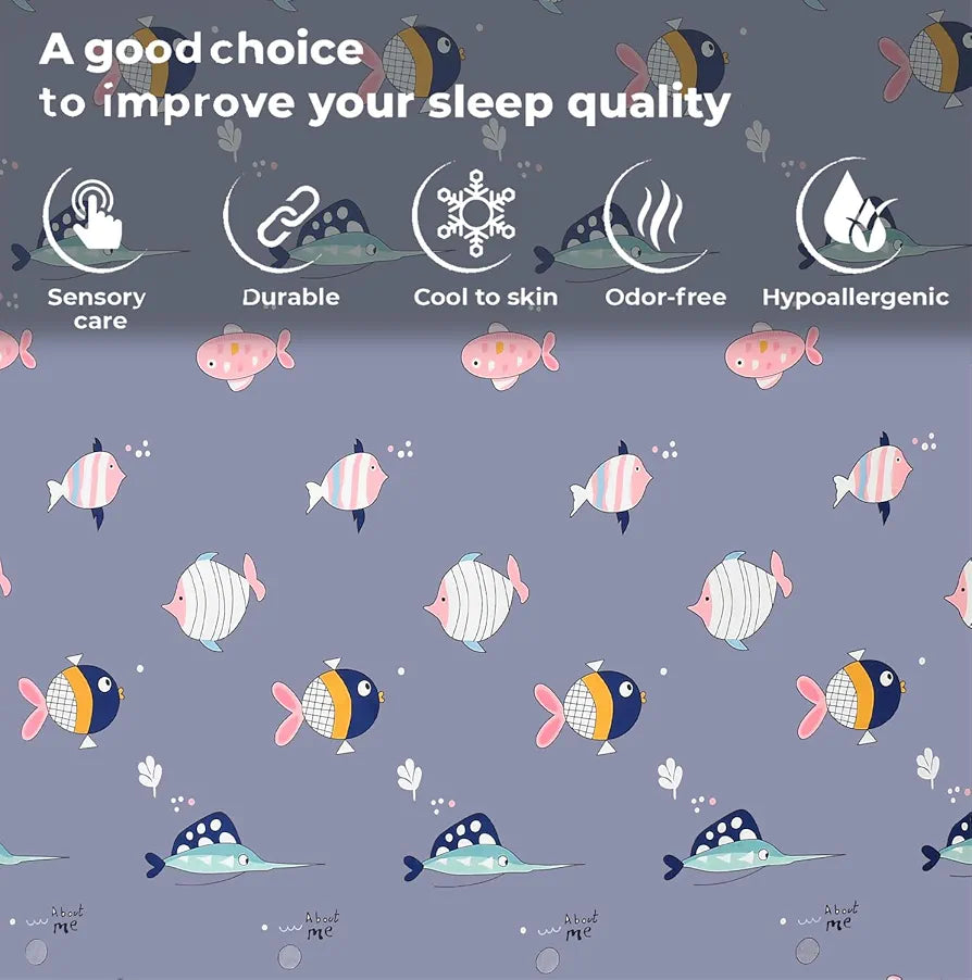 FRESH FROM LOOM Glace Cotton Wrinkle Free Soft Hypoallergenic Bed Sheet | Cartoon Printed Double Bedsheets King Size with 2 Pillow Cover 144 TC