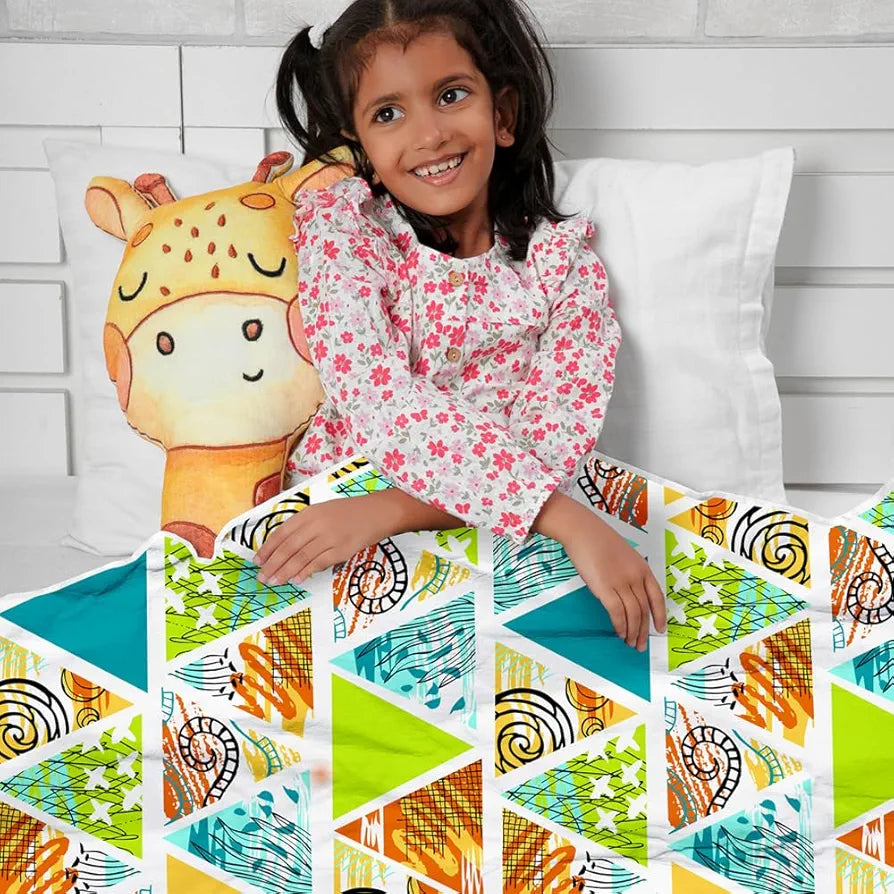 Divine Casa Cotton Geometric Print 120 GSM New Born All Season Ultrasoft Single Baby Blanket for Babies 