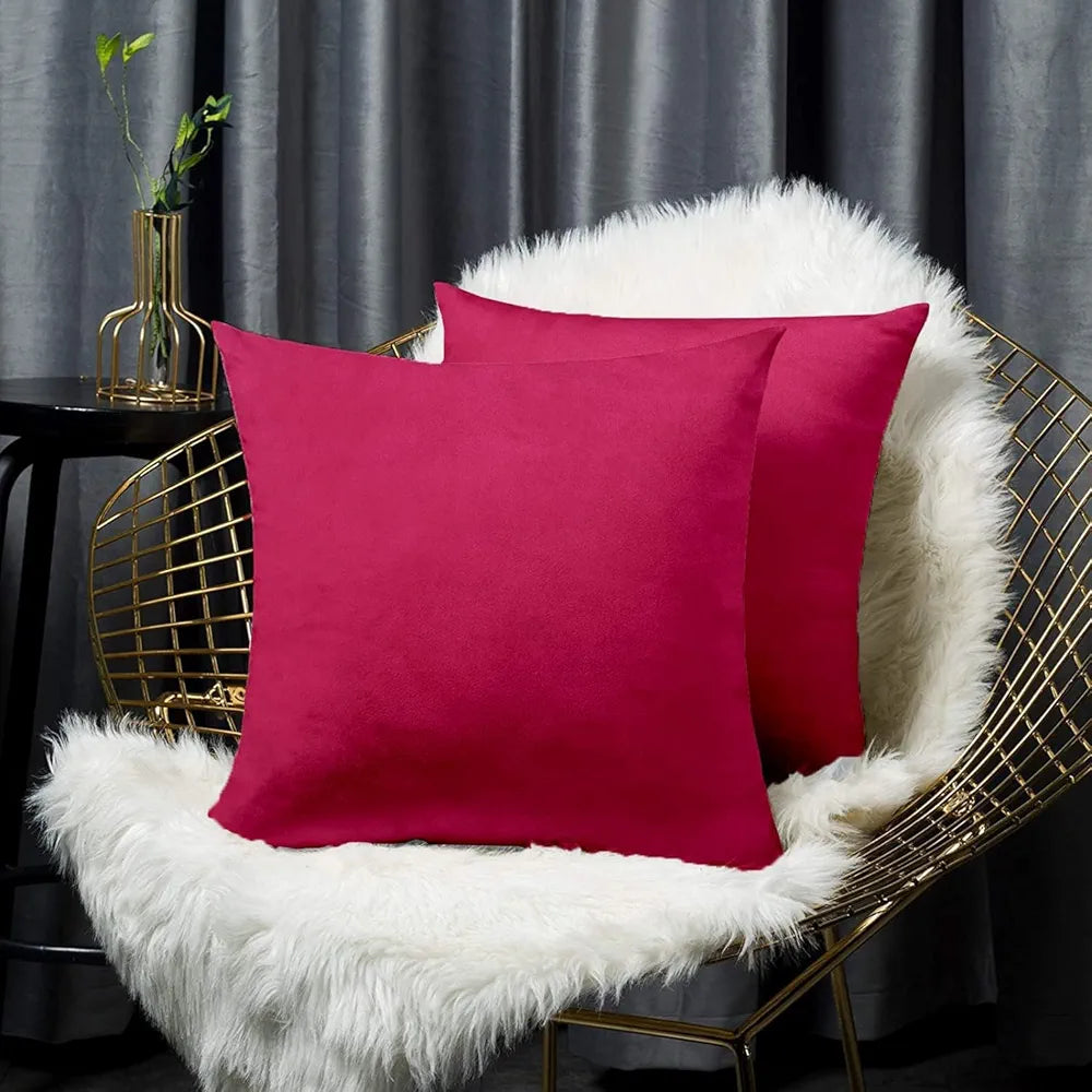 Cloth Fusion Velvet Sofa Cushion Cover Set of 2, Luxurious Cushion Cover Set 16-inch x 16 inch for Home Decor 