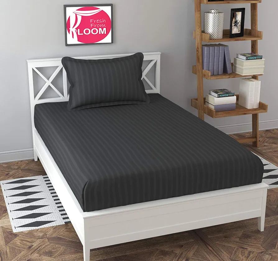 FRESH FROM LOOM Microfiber Wrinkle Resistant | Soft Skin Safe | Breathable Single Size Flat Bedsheets | Hotel & Home | Plain Bedsheet Set with 1 Pillow Covers , 144 TC