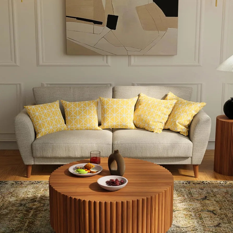 Urban Space Decorative Cotton Cushion Cover Set of 5, 16 inch x 16 inch Cushion Covers for Sofa, Bedroom, Living Room 