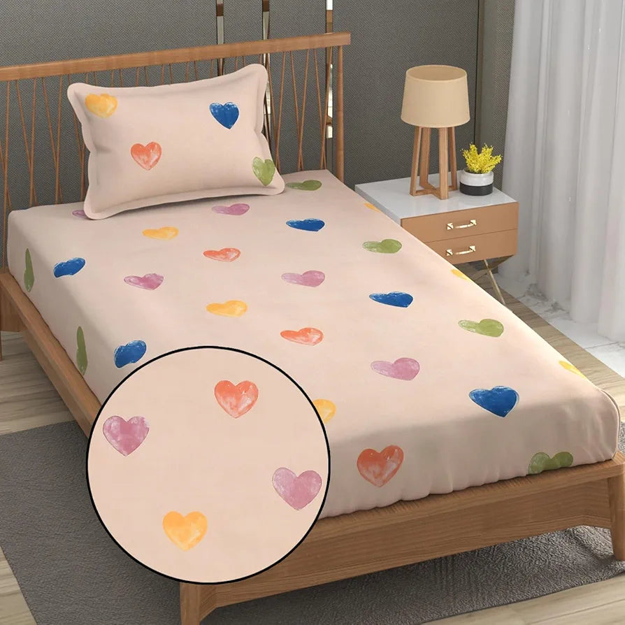 FRESH FROM LOOM Floral Print 240 TC Single Bed Bedsheet - Microfiber, Anti Fade, 1 Pillow Covers 