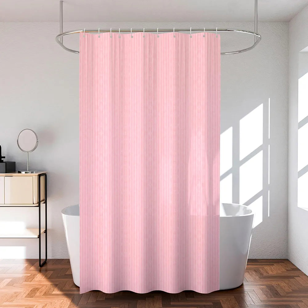 Kuber Industries Shower Curtain | 7 Feet | Bathroom Shower Curtain | AC Curtains | PVC Waterproof Window Curtain | Curtains for Bathtub | 8 Rings Curtain | Lining | Pink