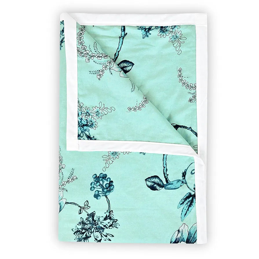 Divine Casa Floret 100% Cotton Double Dohar | 120 GSM | Soft & Lightweight Throw Blanket | Reversible Design | Cozy & Breathable Bedding | All-Season Comfort | 220 x 205 CM, Winter Fern