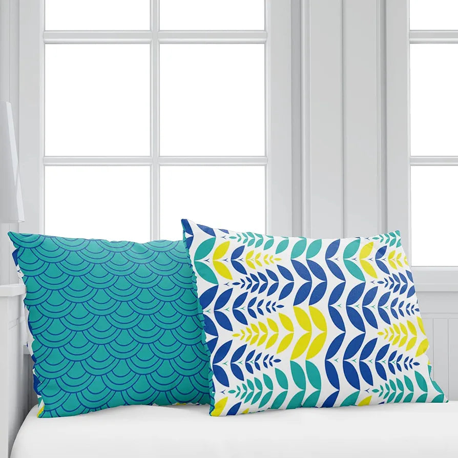 Divine Casa - 144 TC Super Soft Cotton Bedsheet for Double Bed  144 Thread Count - Floral, Blue & Yellow| 222 x 254 cm