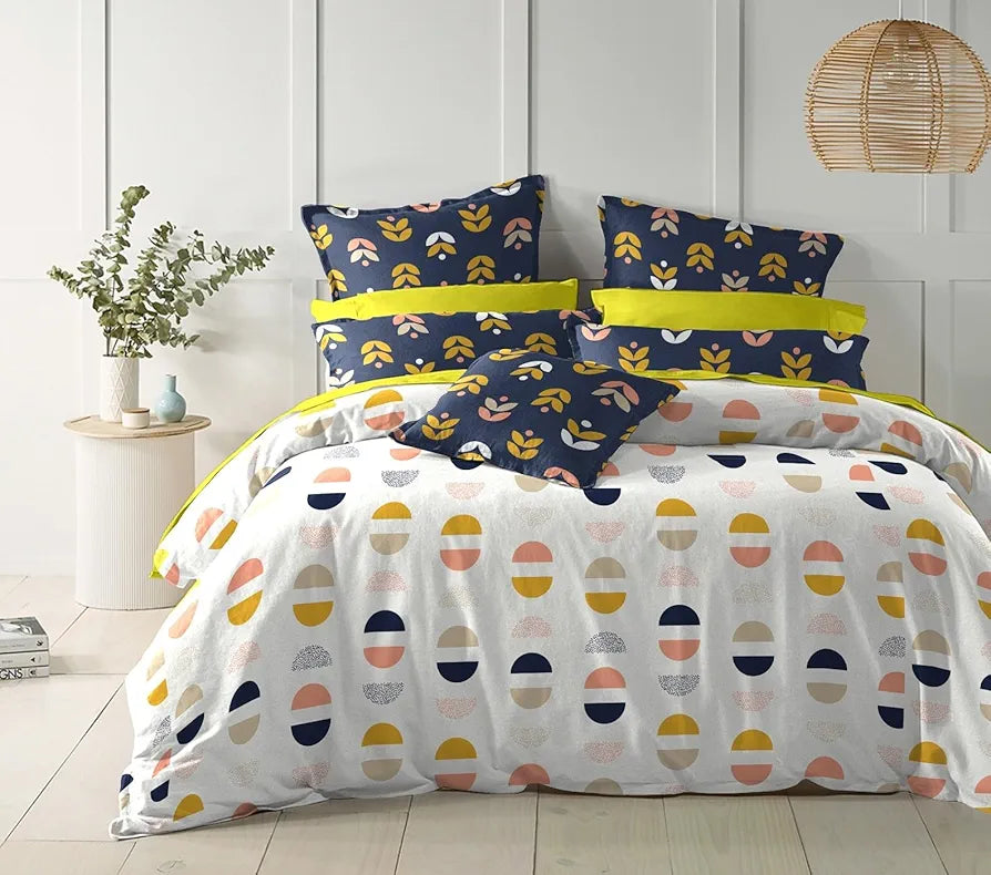 THE HOME STYLE Cotton Elastic Fitted All Around Printed King Size Double Bed Bedsheet wih 2 Pillow Cover 