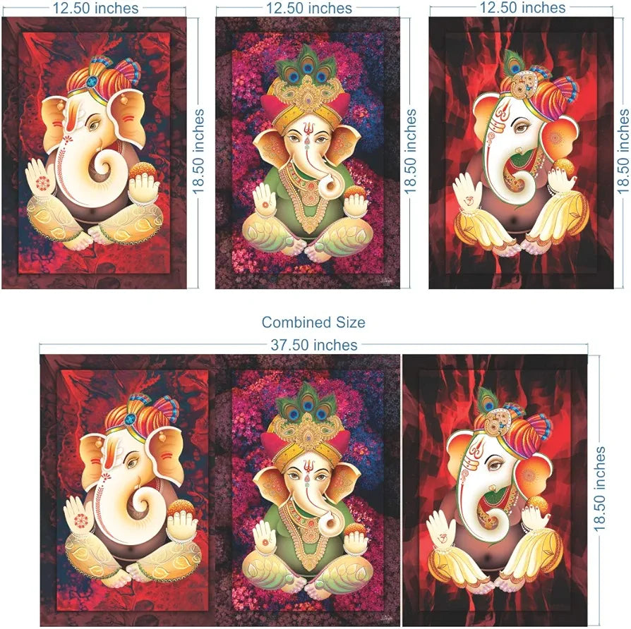 Rangoli MDF 3 Pcs Wall Poster 12x18 Inch Decorative Wall Art for Home, Office, Living Room. P-4, Design-29
