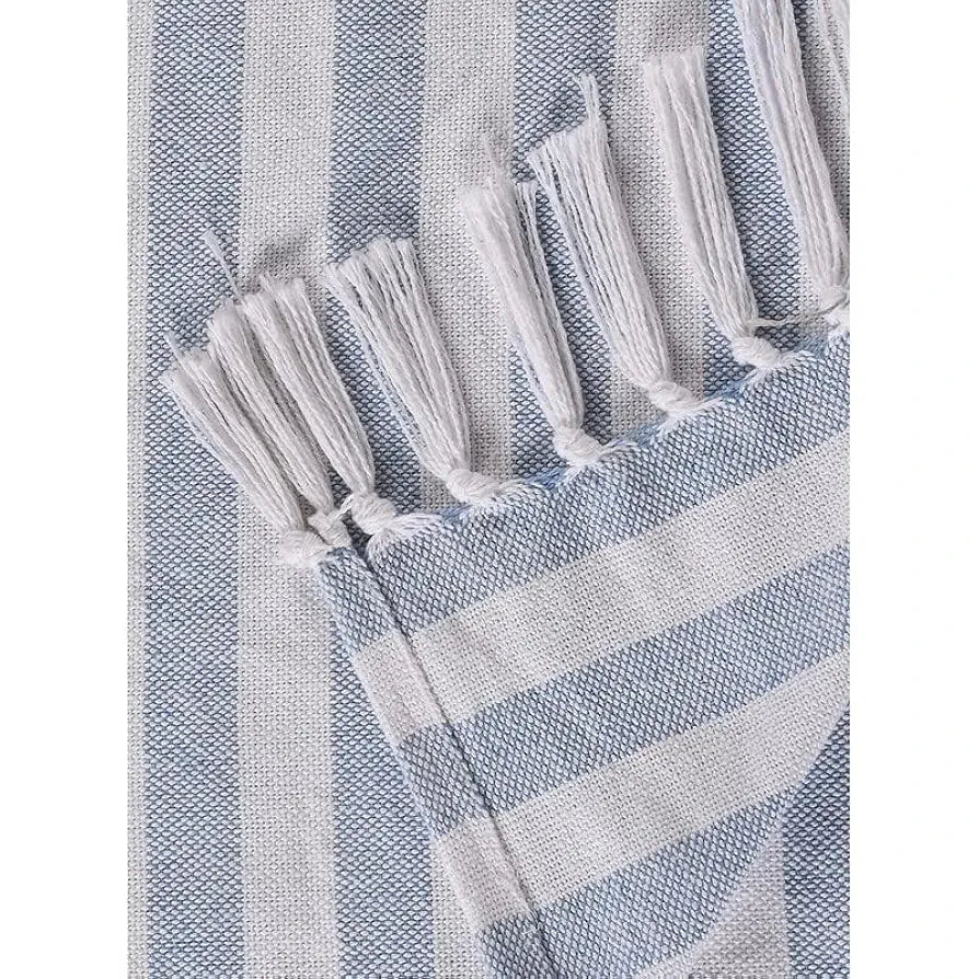 SASHAA WORLD Striped Throw - Super Soft & Breathable | Bed Cover for Living Room & Bedroom | Blue & White Throw | 170 x 200 Cm