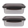 Femora Lunch Box High Steel Rectangle Heavy Duty Airtight Leakproof Unbreakable Storage Container With Lock Lid | 850 Ml | Set of 2