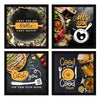 ArtX Kitchen Food Quotes Motivational Funny Wall Art Frames Multicolour Framed Posters Set of 4