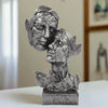 Alila Silver Leaf Couple Faces Statue Showpiece Idol for Gifting & Home Table Decoration Vastu Lucky 12.5 Inches Height