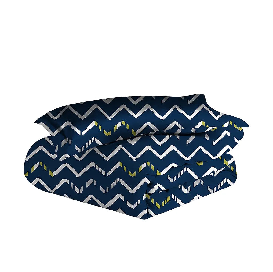 Divine Casa Microfiber Reversible Single Bed AC Duvet Cover with 1 Pillow Cover | Soft & Comfortable for Quilt/Comforter/Blanket | Dark Blue & White