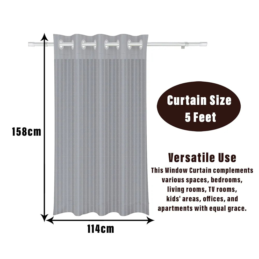 Kuber Industries Window Curtain | Sheer Window Curtains | Parda for Living Room | Drapes for Bedroom | Window Curtain Parda for Home D?cor | Lining Net | 5 Feet | Gray