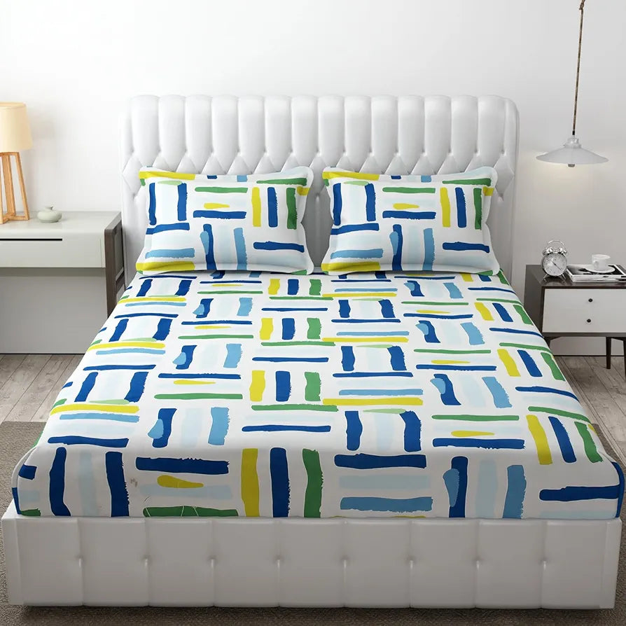 FRESH FROM LOOM Microfiber Rotary Printed Bed Sheet Set - King Size, Hypoallergenic, Wrinkle Free with 2 Pillow Covers , 144 TC