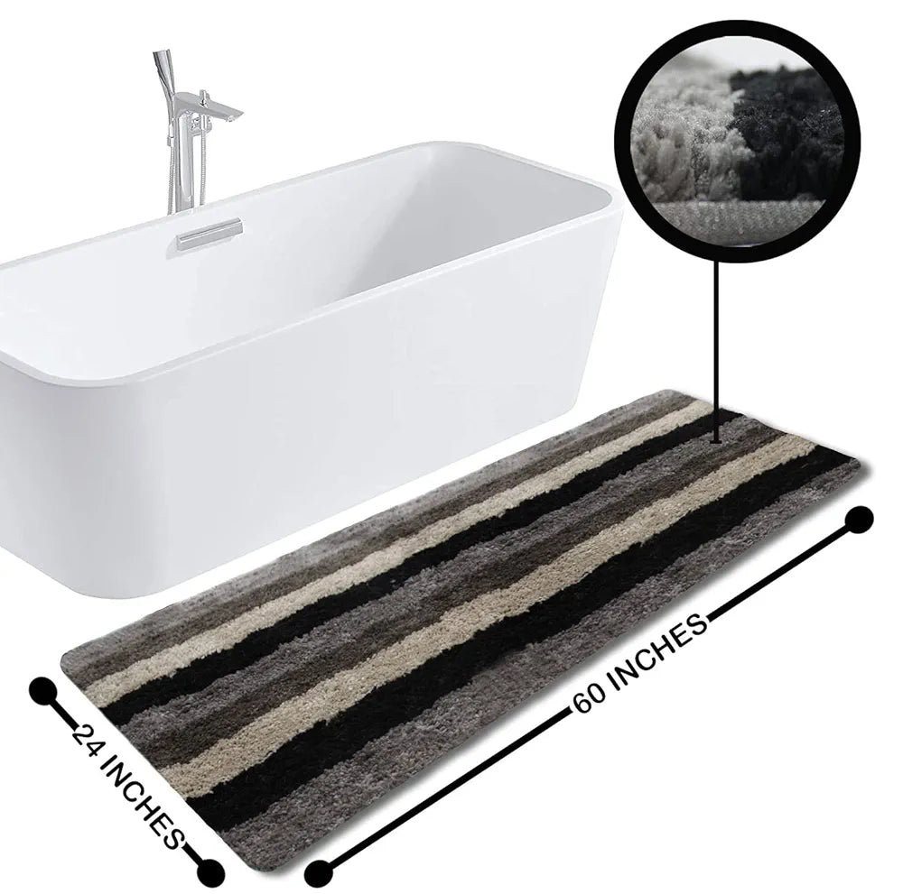Luxe Home Jericho Runner 2500 Gsm Super Soft Microfiber, Anti-Skid Badroom or Kitchen Mats for Floor, Water-Absorbent, Quick Dry, Washable Runner for Home - Shadow, 2x5 Feet, Pack of 1