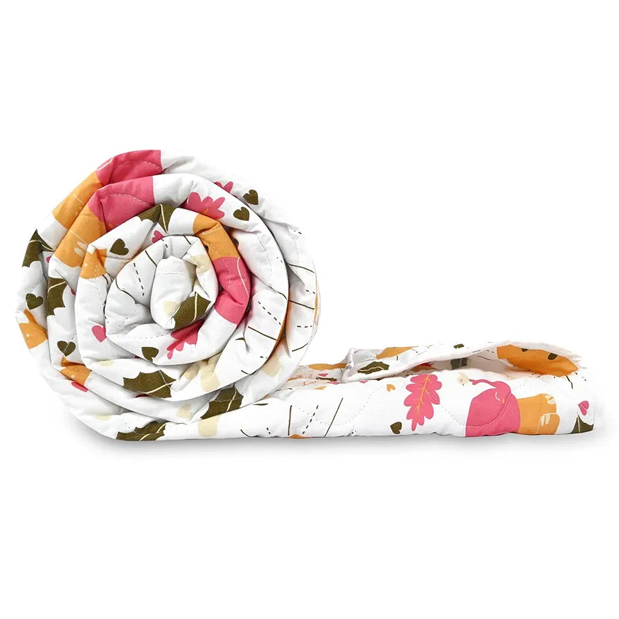 Divine Casa 120 GSM Cotton Single Bed Comforter | Soft & Lightweight Reversible All-Season Blanket | Cozy & Breathable Bedding for Adults | 230x 145 cm, Marlin White