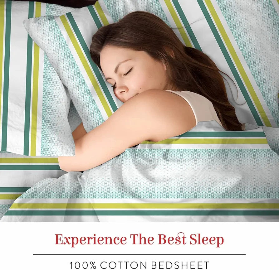 Layers Duracount Bedsheet Set for All Seasons - Lightweight, Moisture Absorbent, Machine Washable & Easy to Care - Gift for Housewarming & More - 225 CVC - King Size 