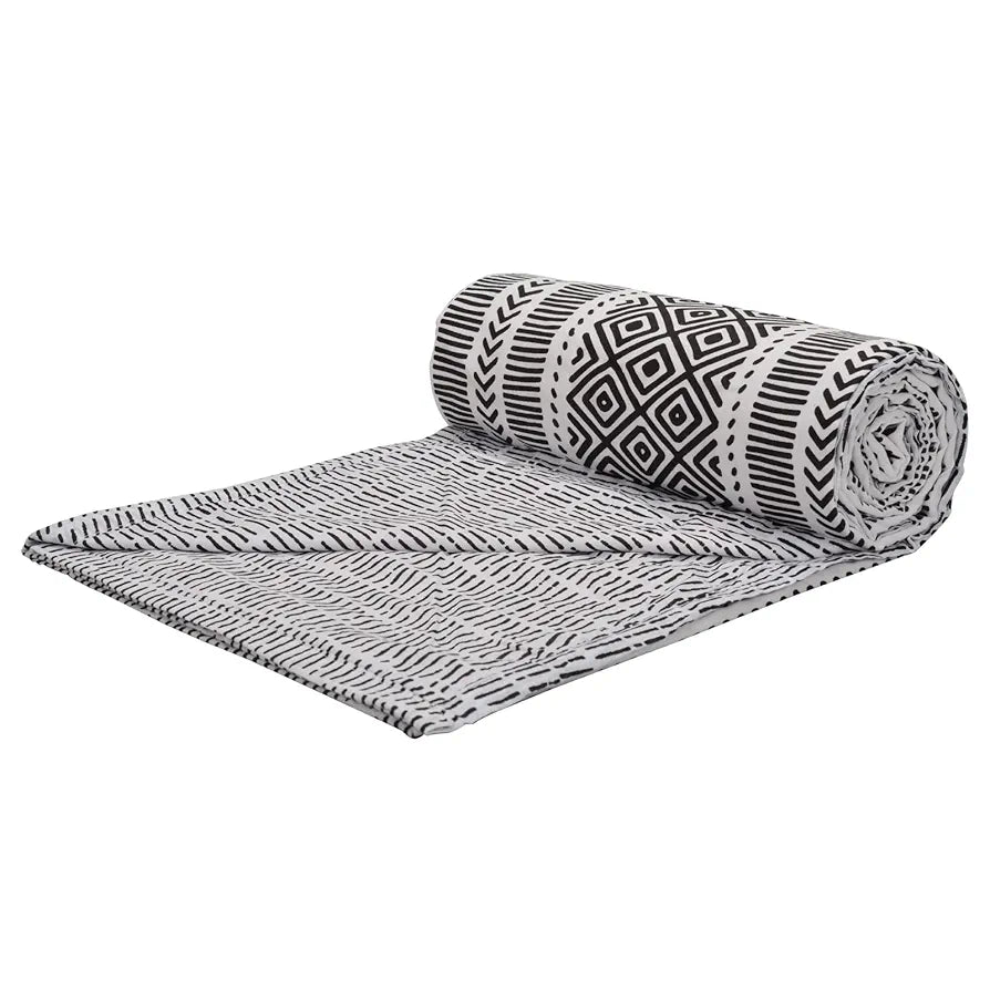 Trance Home Linen 150 GSM Pure Cotton Reversible Dohar Single Bed Size | Ac Blanket Comforter | Soft Light-Weight Bed Blanket 