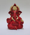 Gold Art India Mukut Ganesha Idol for Car Dashboard Maroon Red and Gold Small Ganesha Murti