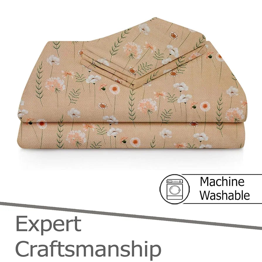 FRESH FROM LOOM Microfiber Soft Cotton Bedsheet for Single Bed 1 Pillow Cover | 200 TC Single Bed Soft Bed Sheet |Hypoallergenic Anti Fade Printed Bed Cover ,Multicolor