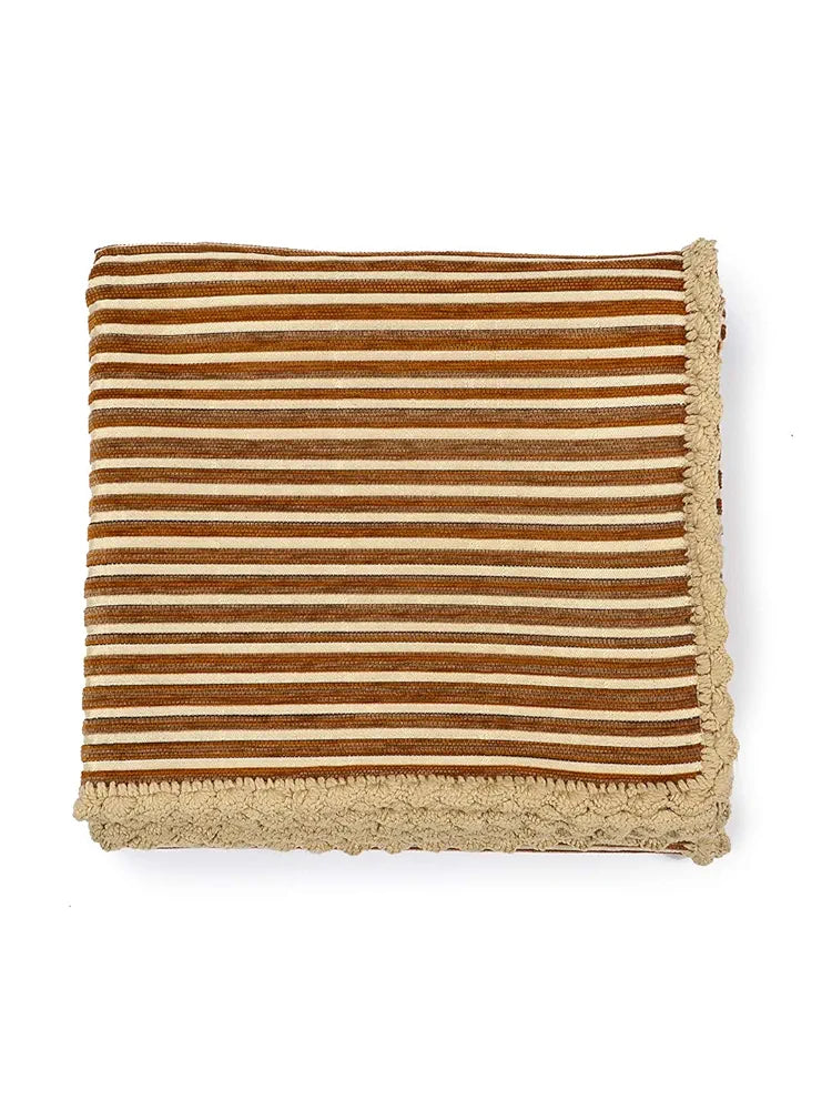 SARAL HOME EASY LIVING Polyester & Polyester Blend Striped Soft Decorative Viscose Chenille Sofa Covers/Throw- 