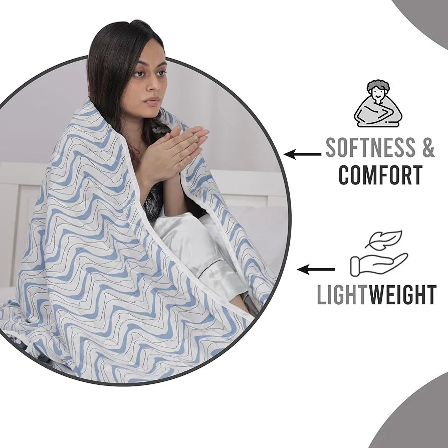 Divine Casa Microfibre All Weather Lightweight 120 GSM Printed Reversible Single Bed Size Quilt Comforter Blanket - | TC - 120