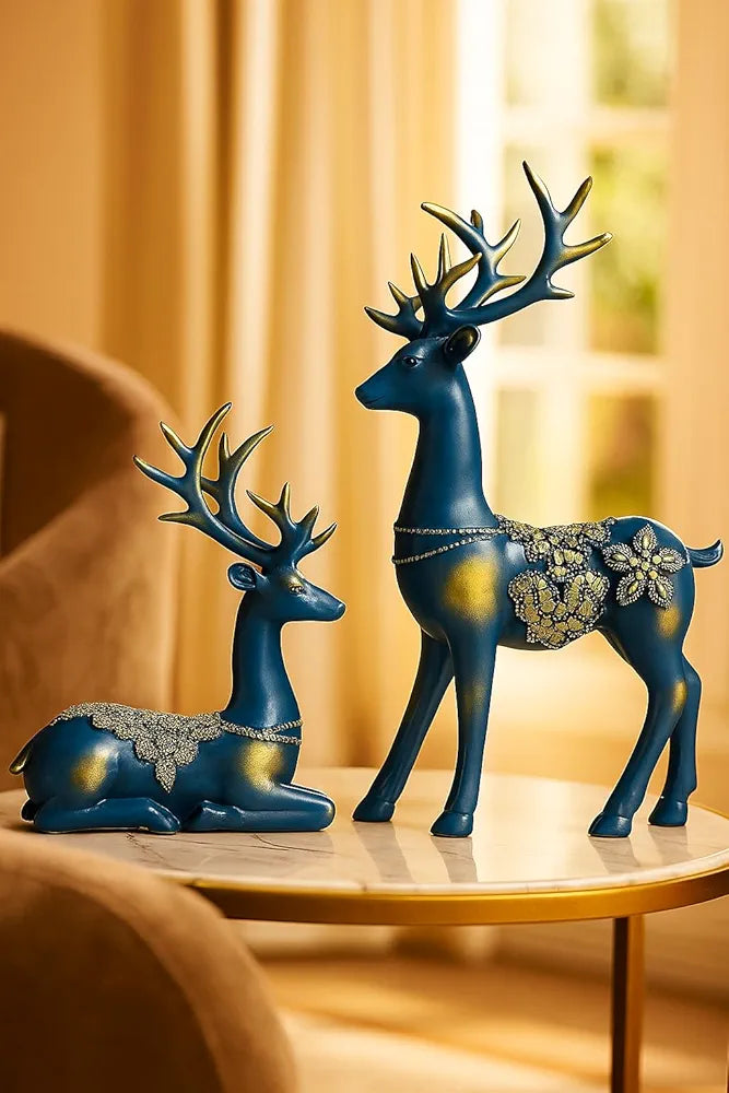 Xtore Creative Resin Golden Reindeer Sculptures | Beautiful Home Decor | Lifts up Energy of Your Room - 