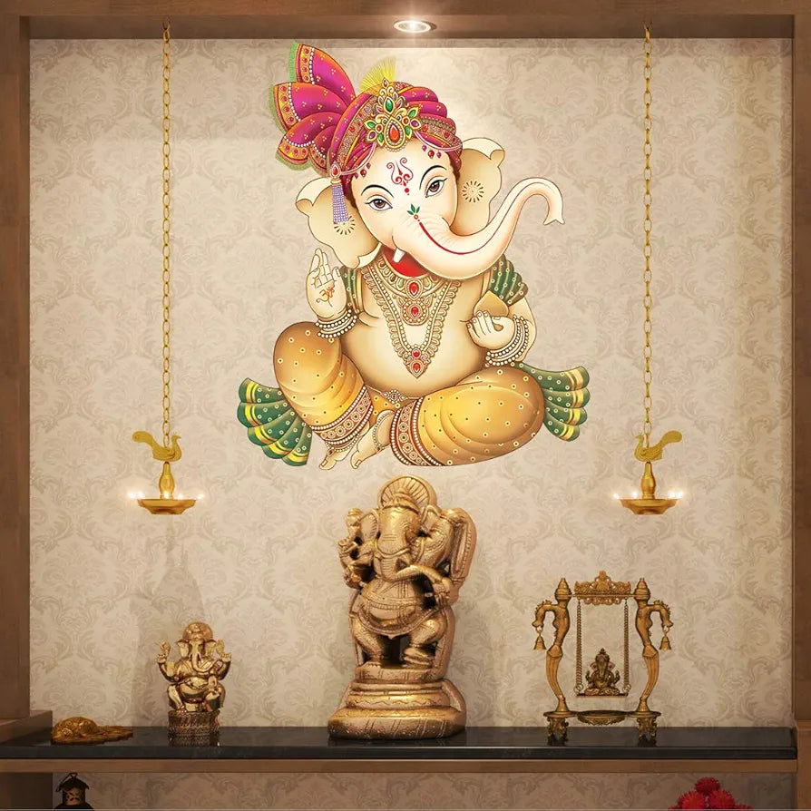 Rangoli White Glossy Vinyl Wall Sticker Premium Self-Adhesive Waterproof Decorative Wall Decal for Bedroom, Living Room, Office & Home Decoration Easy to Apply. Design-1