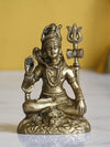 Ecraftindia Golden Brass Handcrafted Blessing Lord Shiva Statue With Trishul, Damru | Hindu God Idol for Puja Room