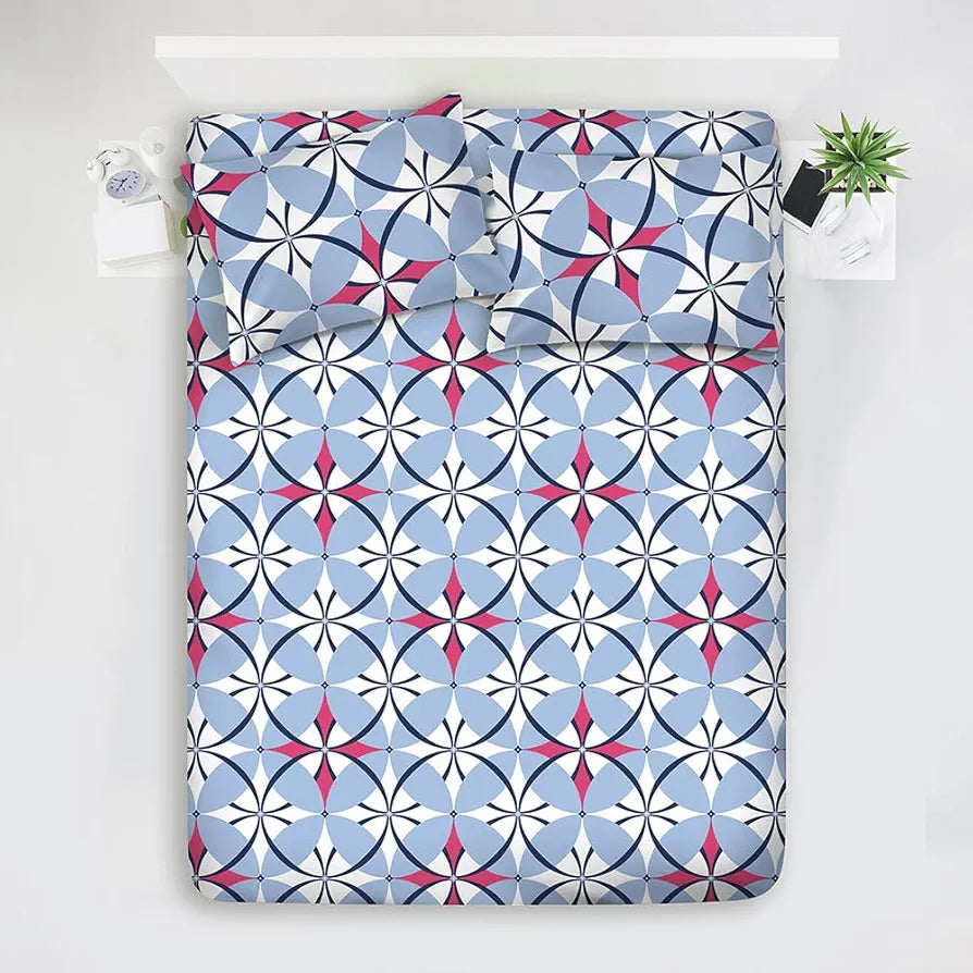 Layers Duracount Bedsheet Set for All Seasons - Lightweight, Moisture Absorbent, Machine Washable & Easy to Care - Gift for Housewarming & More - 225 CVC - King Size 