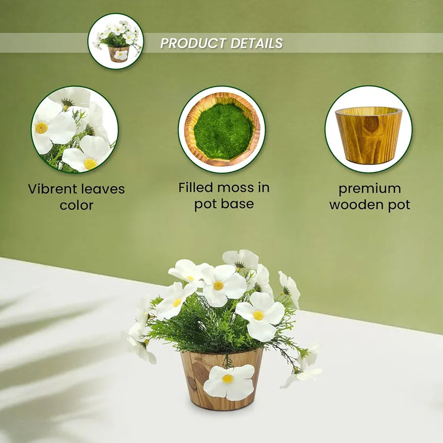 fancymart Artificial Flower in Grass with Pot, Perfect for Home & Office Decor, Artificial Flora -8421