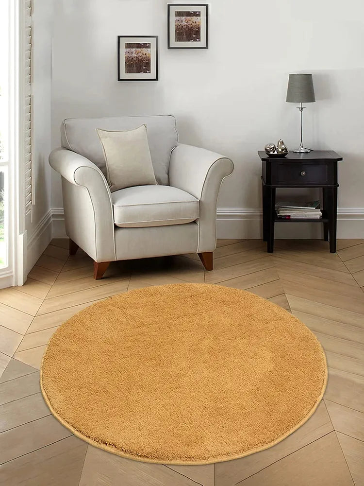 Saral Home Neo Shaggy Yarn Anti-Skid Round Mats 