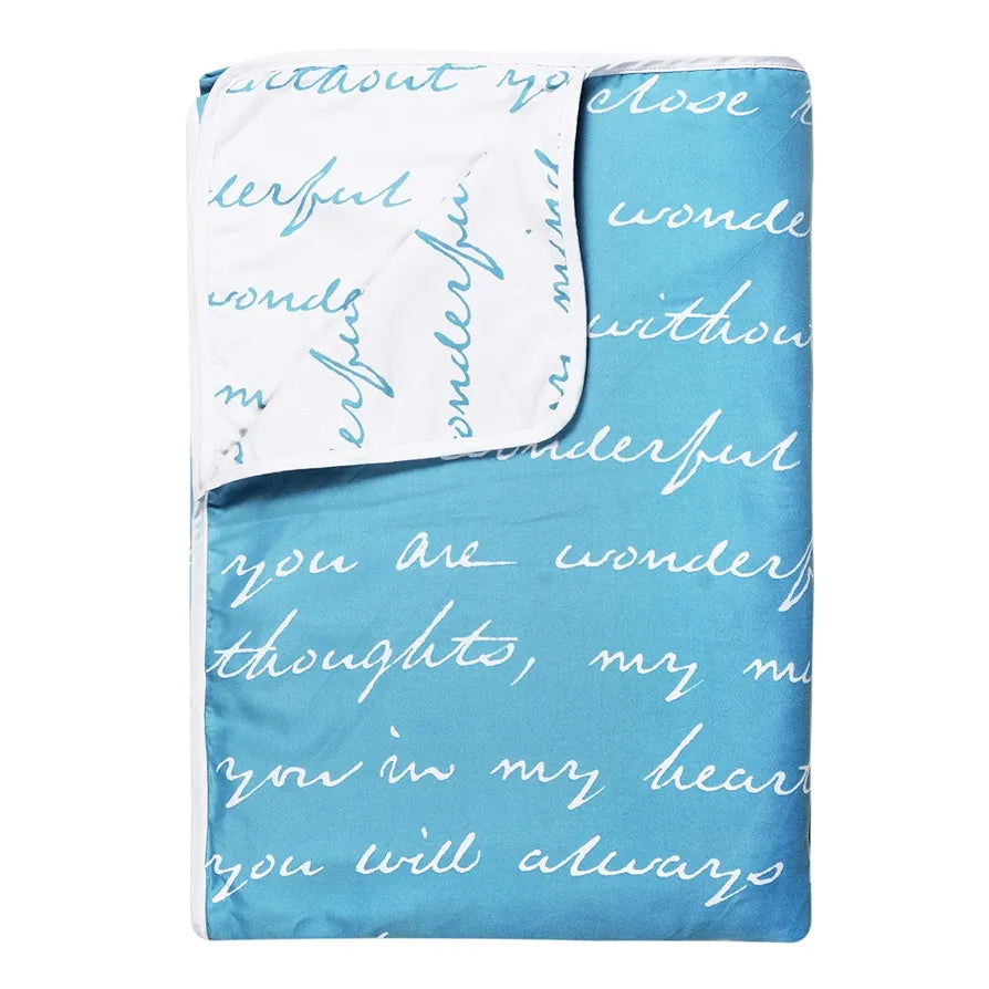 Divine Casa 120 GSM Microfiber Reversible Lightweight Printed Double Bed AC Dohar Blanket - Ethereal Blue| TC - 120
