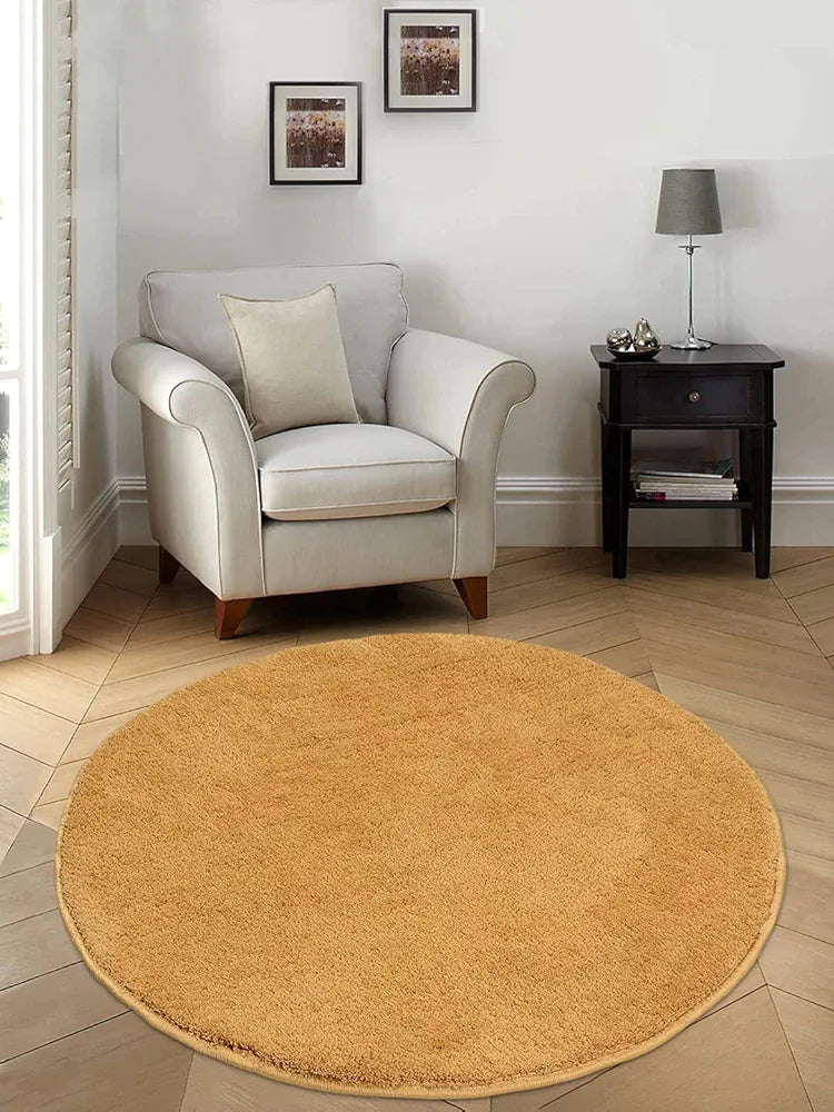 Saral Home Neo Shaggy Yarn Anti-Skid Round Mats 