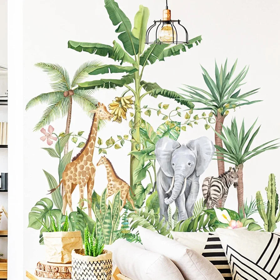 JAAMSO ROYALS Cartoon Animals PVC Vinyl Self Adhesive Wall Sticker for Home Decor 