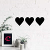 Ecraftindia Set of 3 Hearts Black Engineered Wood Wall Art Cutout | Ready to Hang Home Decor