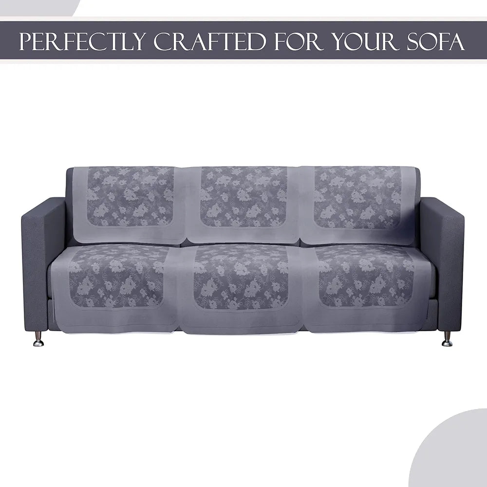 Kuber Industries Set of 10 Net Anti-Skid Sofa Cover 5-Seater | Comfortable Slipcover Sofa Cloth & Furniture Protector for Home Decor | Self Net Hawaii - Grey