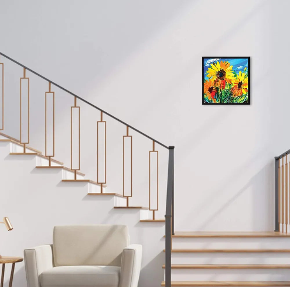 ArtX Paper Sunflower Wall Art Painting, Multicolor, Floral, 13X13 in, Set of 1