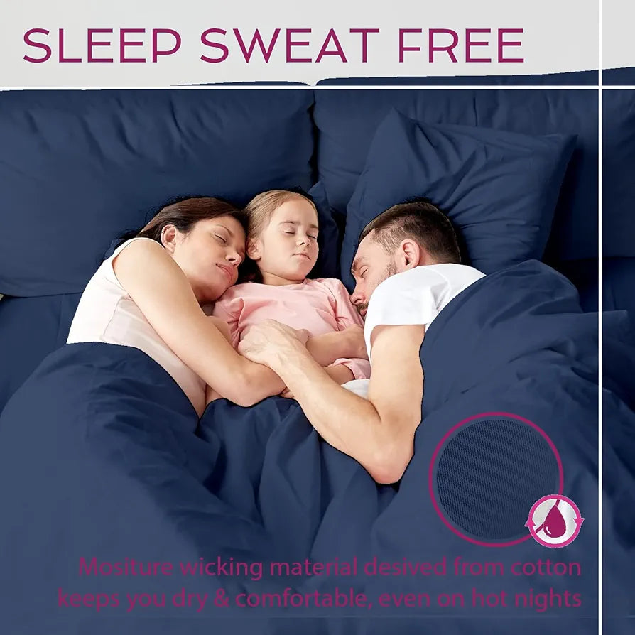 Trance Home Linen 300TC Pure 100% Cotton King Fitted Bedsheet with 2 Pillow Covers - 