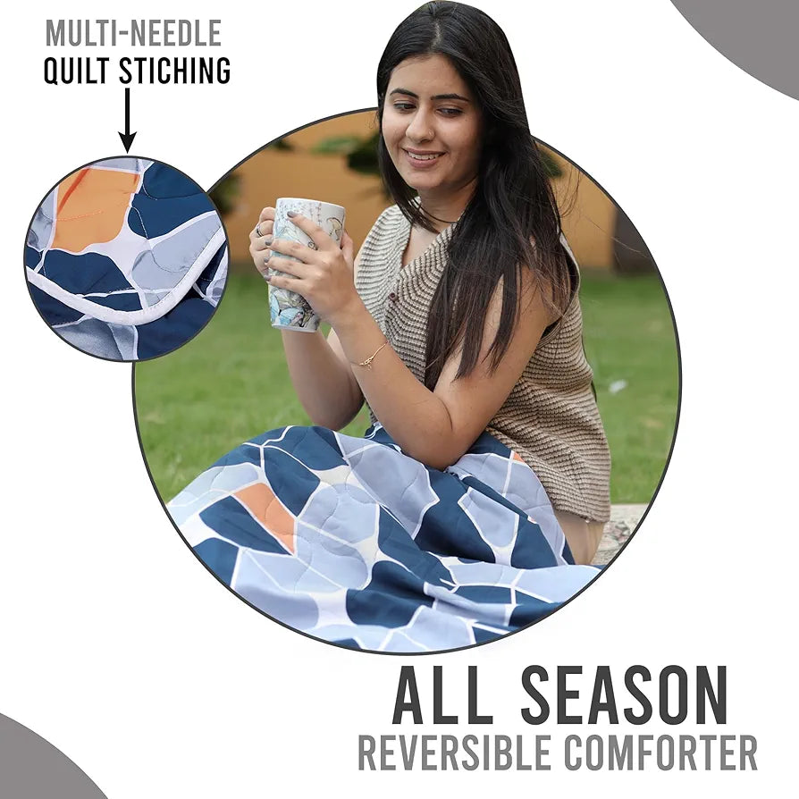 Divine Casa Microfiber All-Weather 120 GSM Reversible Single Bed Size Quilt Comforter Blanket - 