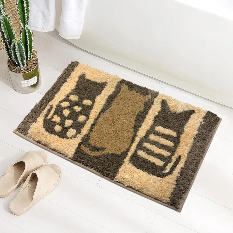 LUXE HOME INTERNATIONAL Rectangular Bath mat Super Soft Anti Skid Rabbit Fur Mats for Bathroom  Pack of 1,Grey