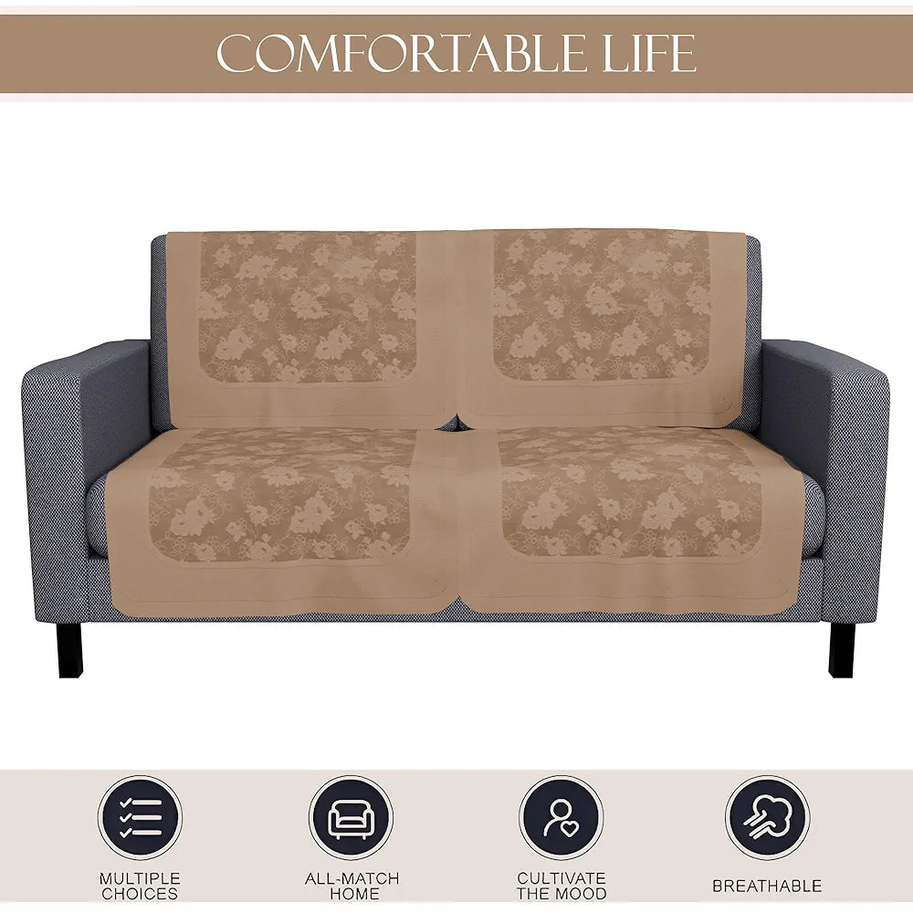 Kuber Industries Set of 4 Net Durable 2 Seater Sofa Covers for Living Room | Easy Machine Washable Sofe ke cover for Protection & Comfort for Home | Self Net Hawaii - Camel Brown