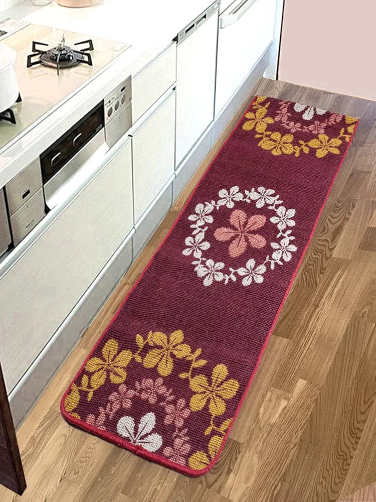 Saral Home Zinta Floral Soft Cotton Durable & Washable Multipurpose Runner for Home/Kitchen/Living Area/Lobby/Office with Anti Skid Backing 
