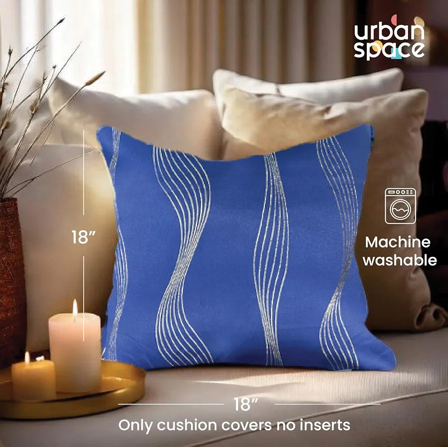 Urban Space Decorative Gold Foil Cushion Cover Set of 2, 18 inch x 18 inch Cushion Covers for Sofa, Bedroom, Living Room 