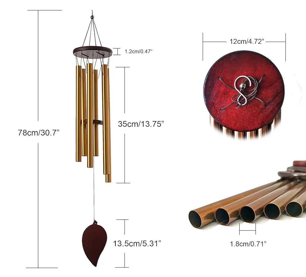 Wind Chimes for Outside, 30 Inch 6 Rustproof Aluminum Tubes Large Deep Tone Wind Chimes, Perfect for Patio, Porch, Garden, or Backyard…