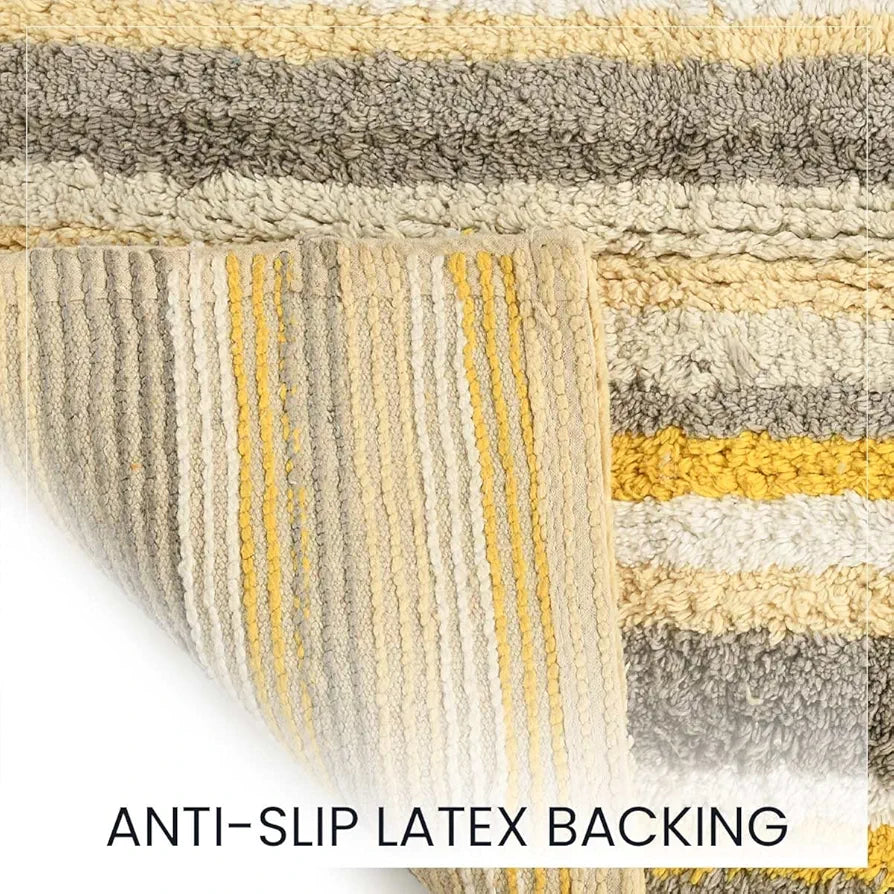 SASHAA WORLD Striped Anti Skid Bathmat and Contour Set 